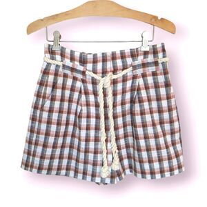 Veronica Beard Salika Check Paper Bag Womens Shorts 4